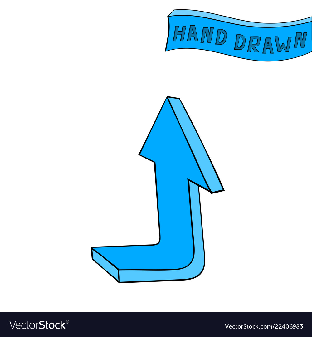 Arrow blue up sign hand drawn sketch