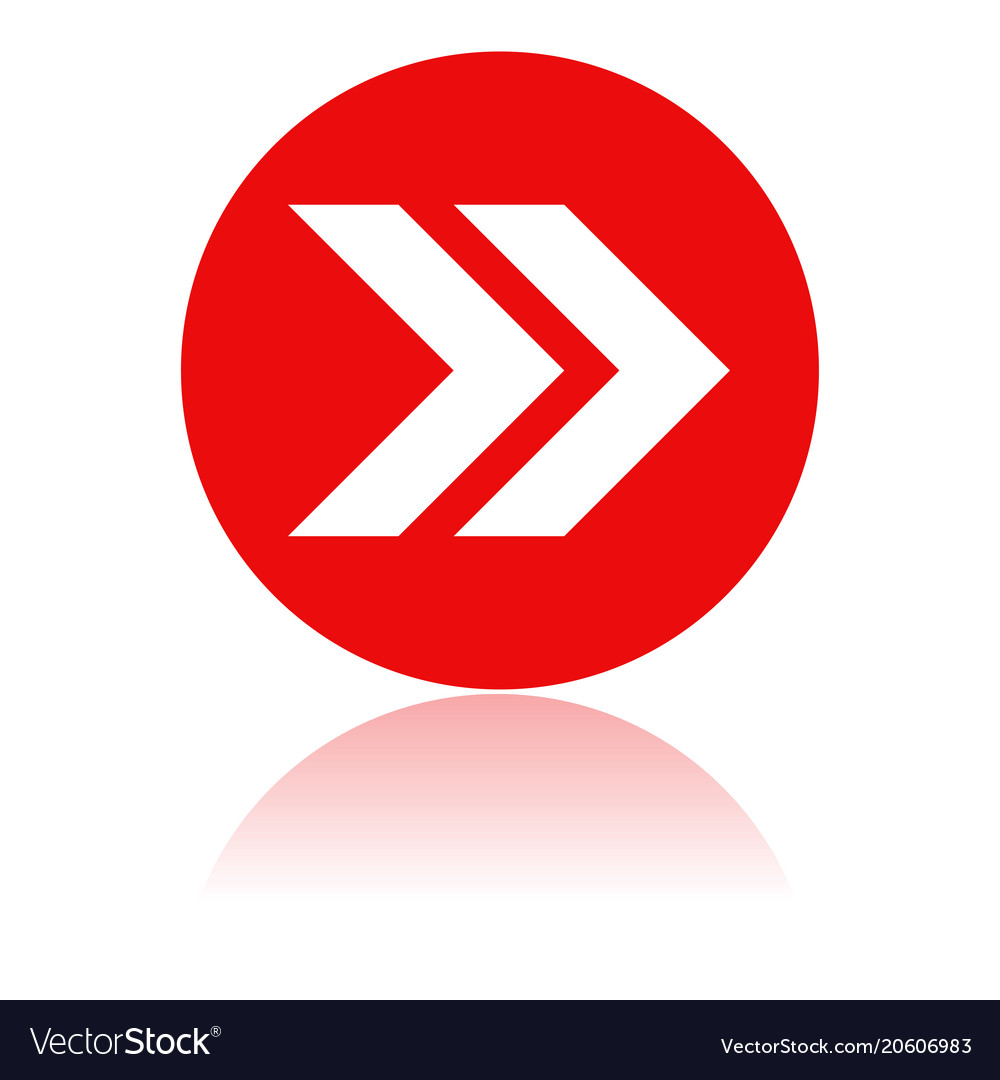 Arrow icon round red with reflection
