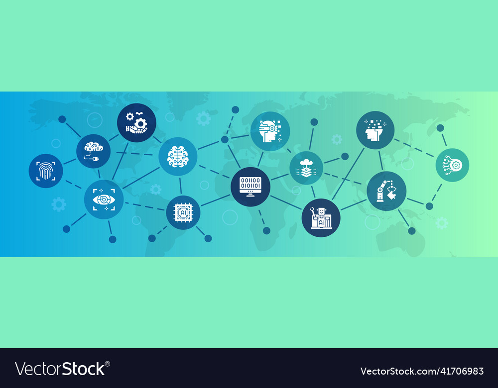 Artificial intelligence icons infographic banner