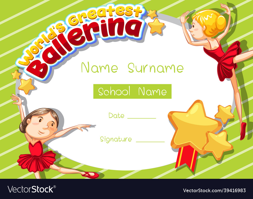 Certificate template for worlds greatest ballerina