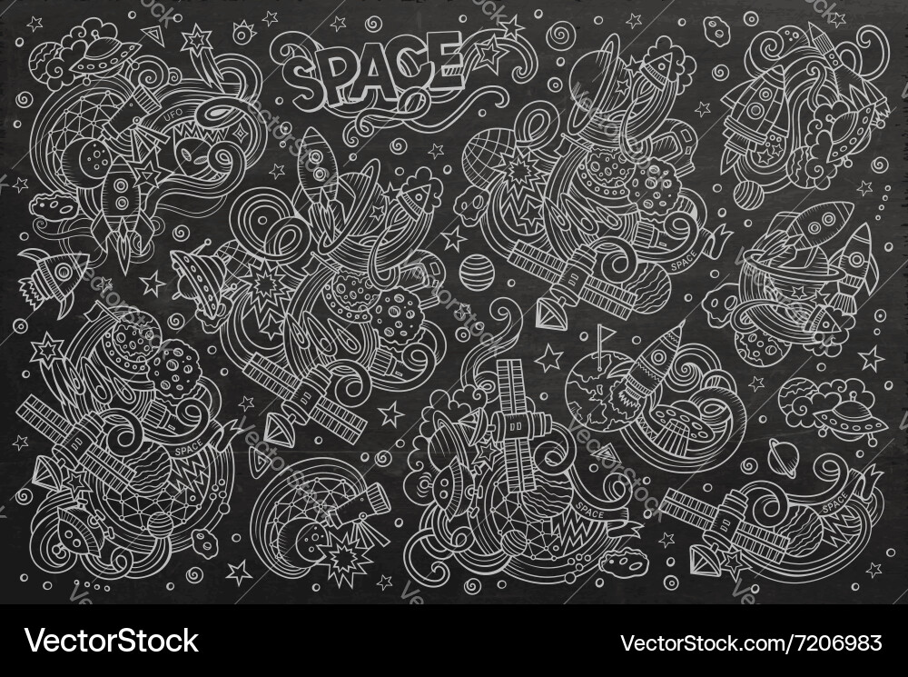 Chalkboard hand drawn doodles cartoon set Vector Image