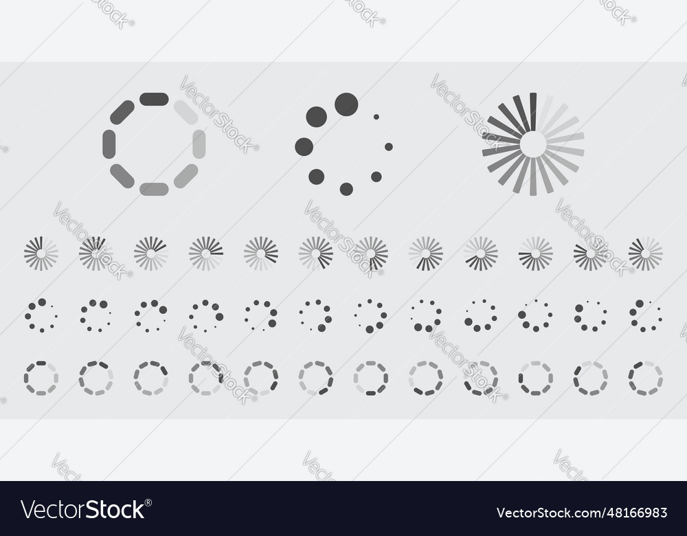 Circular loading buffering icons set vector image Circular loading buffering icons set