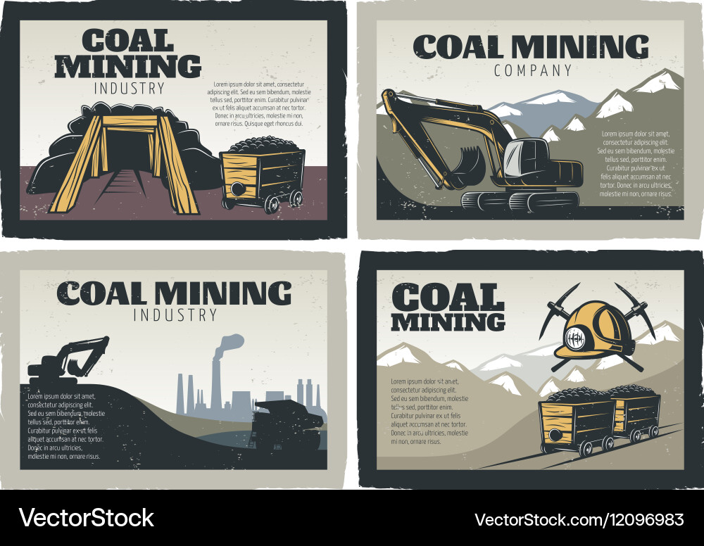 Coal mining designs set Royalty Free Vector Image