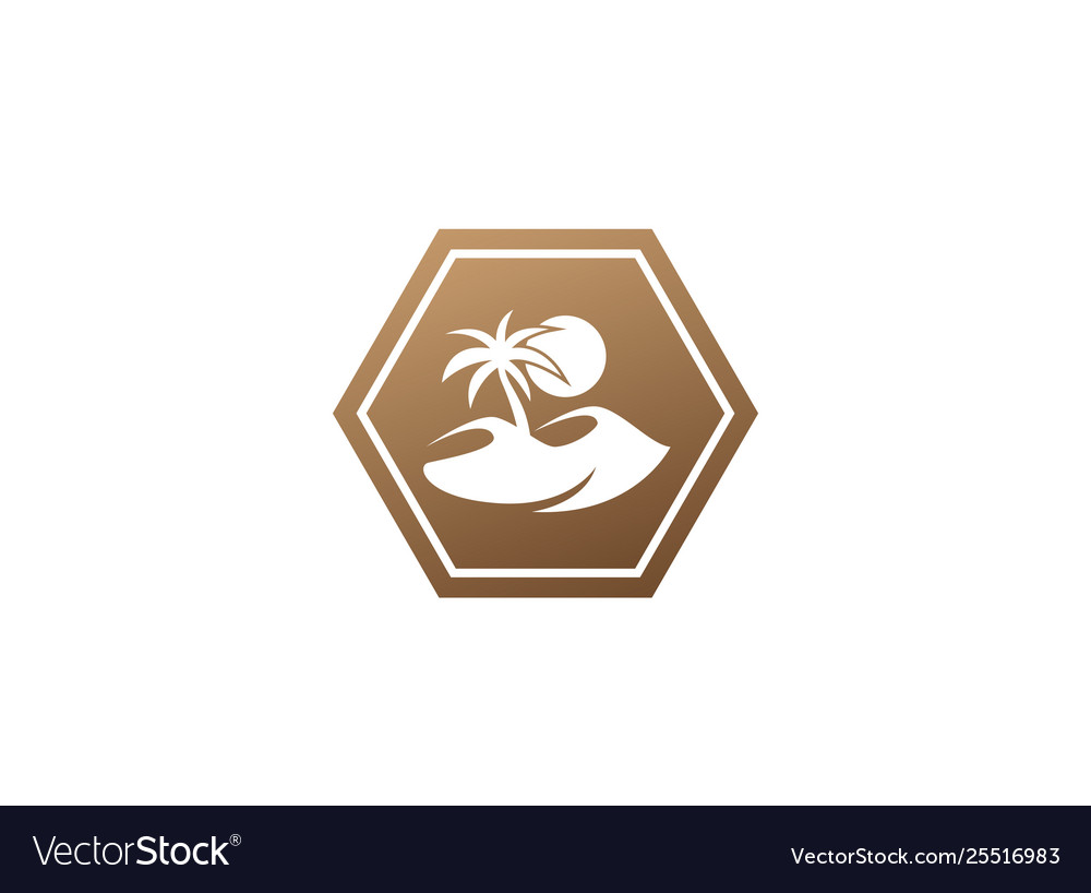 Desert logo palm and sand sun design