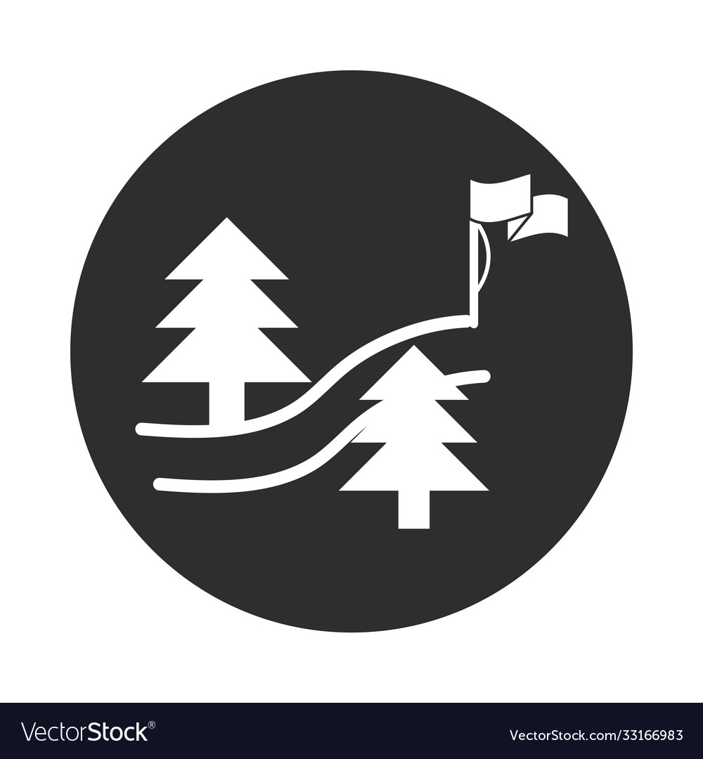 Extrem Sportroute Ski-Flags und Pinien vector image Extrem Sportroute Ski-Flags und Pinien