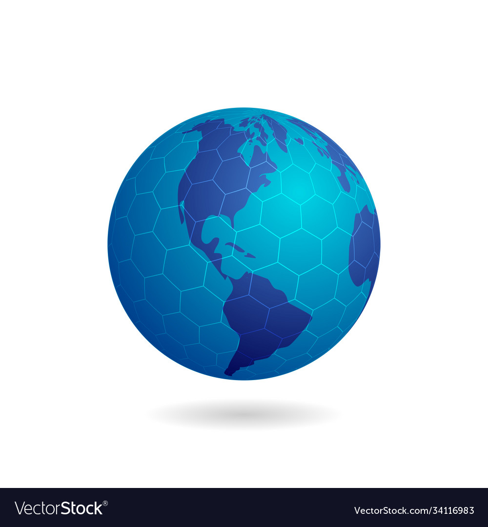 Globe with a hexagon grid