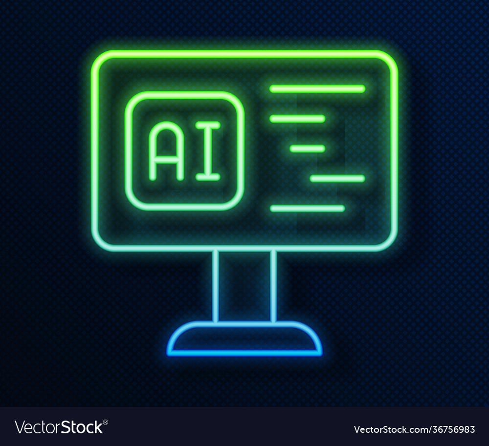 Glowing neon line software web developer vector image Glowing neon line software web developer