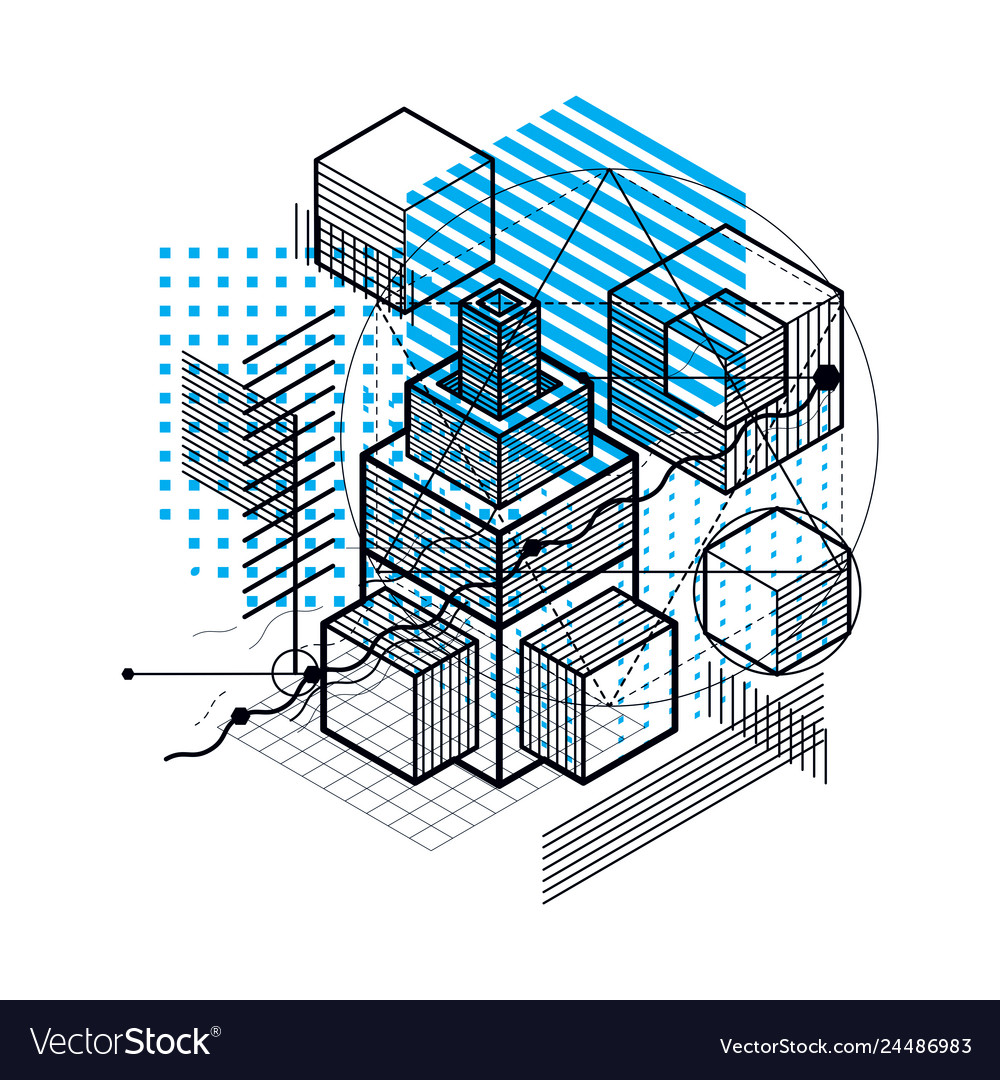 Isometric abstract background with lines