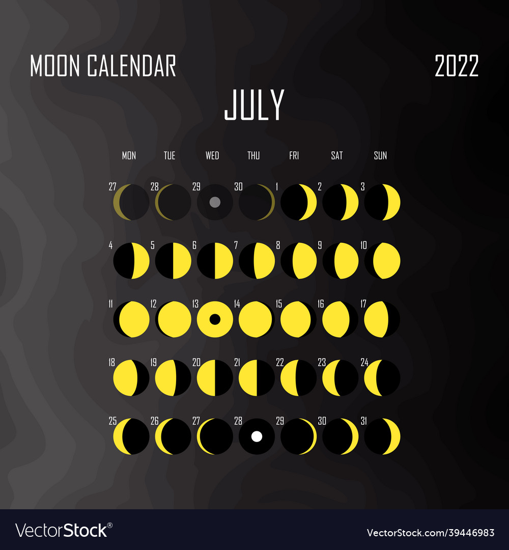 Juli 2022 Mondkalender astrologische vector image Juli 2022 Mondkalender astrologische