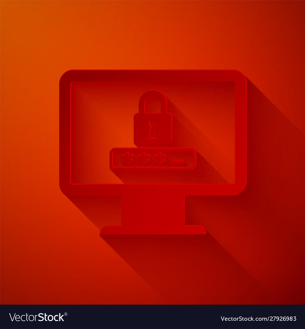 Paper cut monitor with password notification vector image Paper cut monitor with password notification