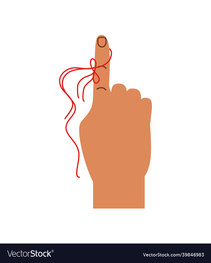 Red string on index finger