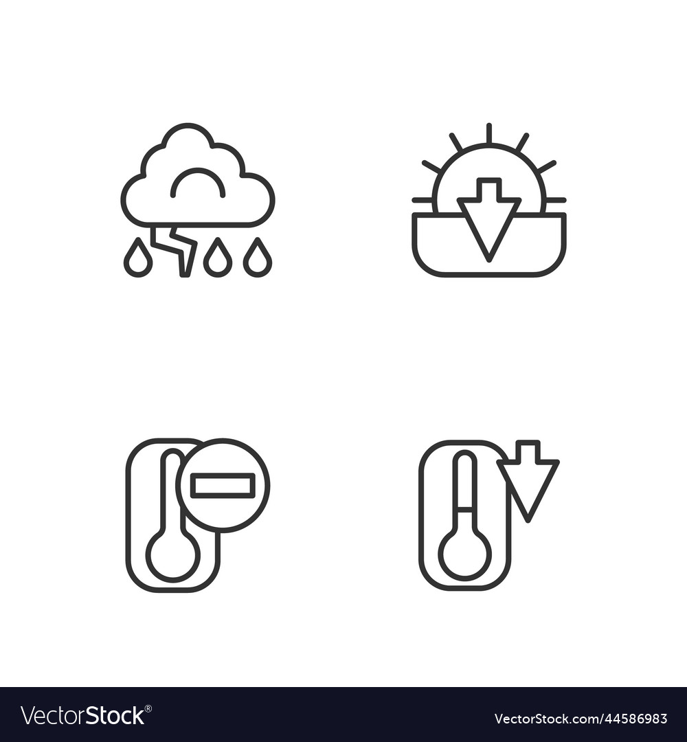 Set line thermometer cloud and lightning Vector Image Set line thermometer cloud and lightning