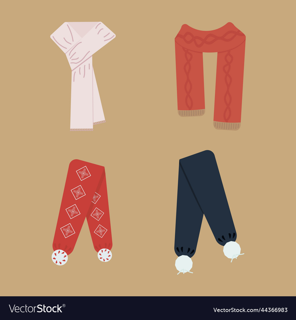 Set of scarves in different colors Vector Image Set of scarves in different colors