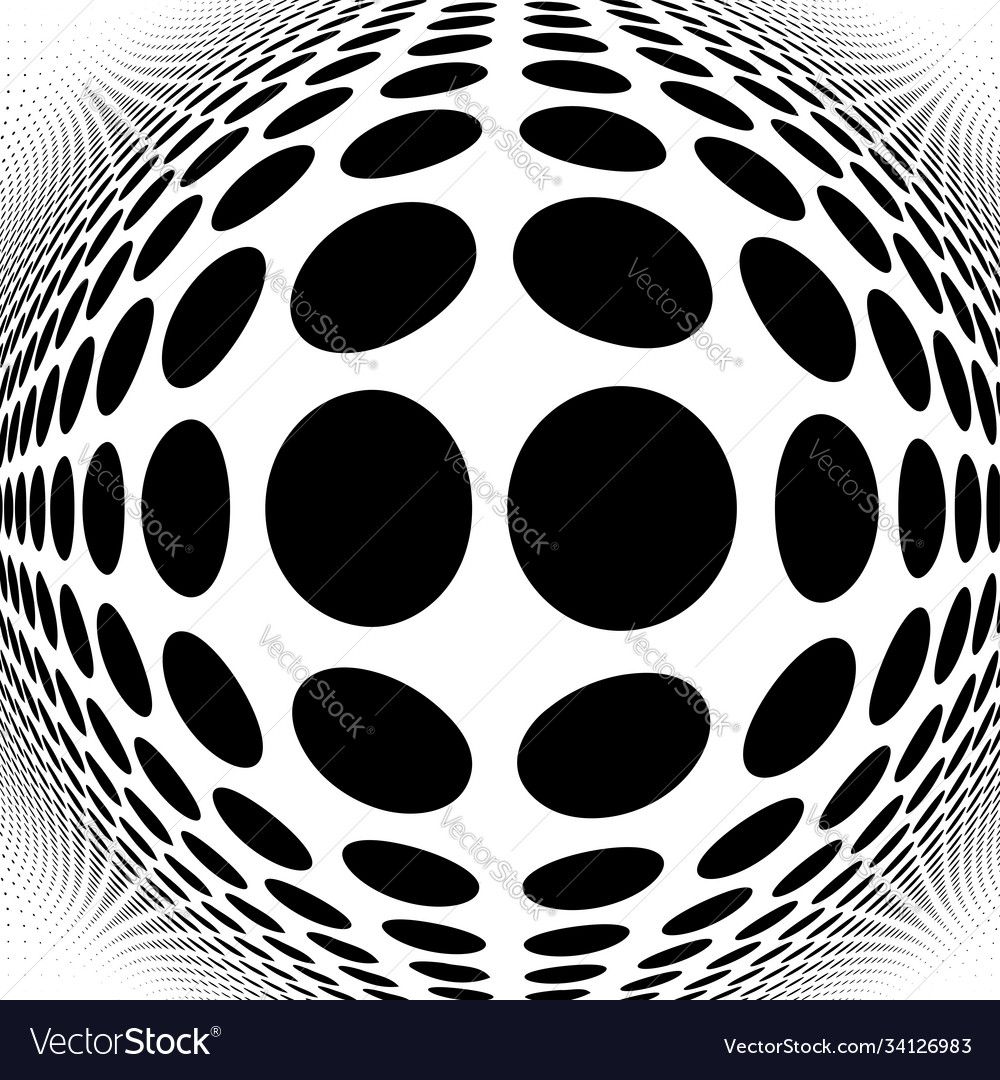 Spherical distortion halftone dots element orb vector image Spherical distortion halftone dots element orb