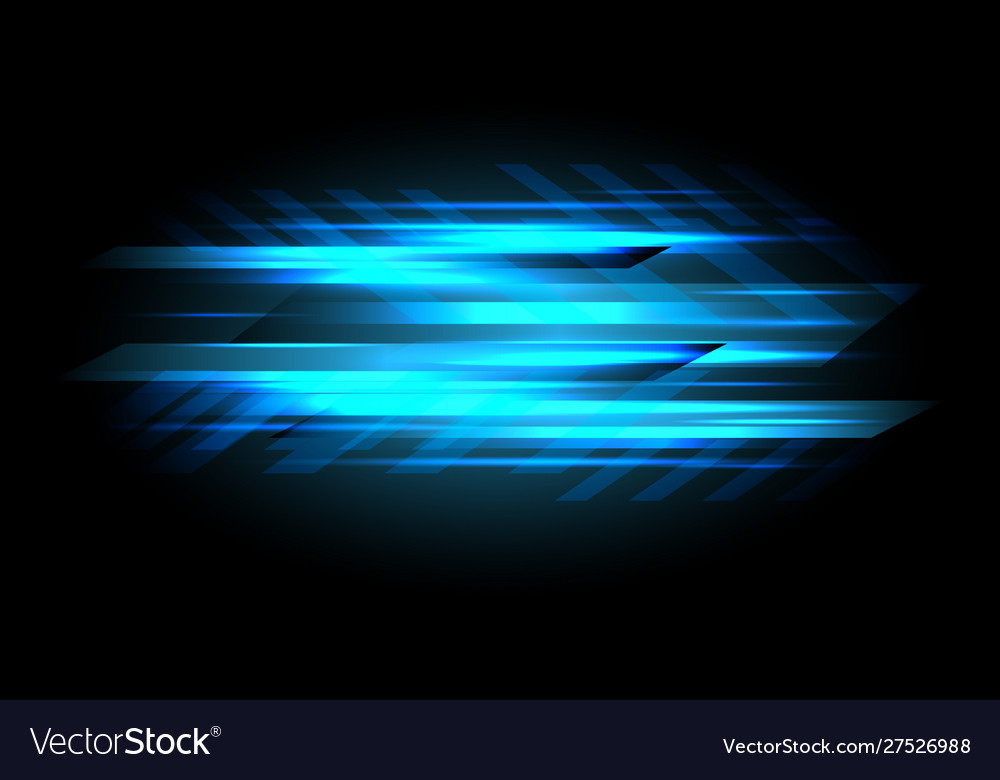 Abstract blue light data speed power on black