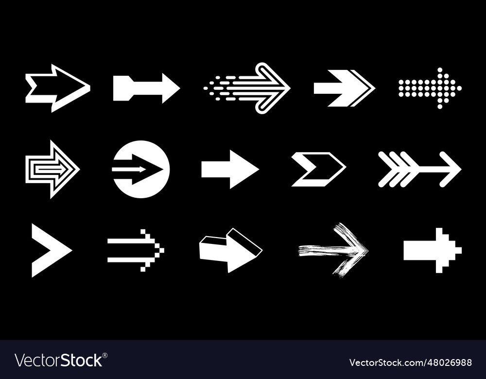 Arrows Big Set Of Different Shapes Styles Vector Image