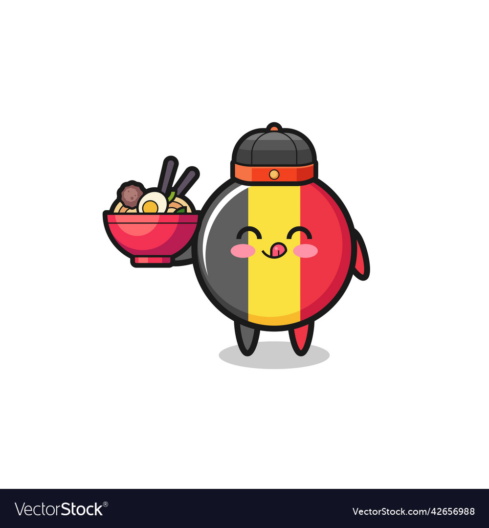 Belgium flag as chinese chef mascot holding