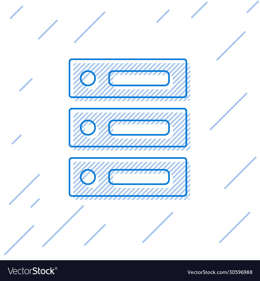 Blue line server data web hosting icon isolated