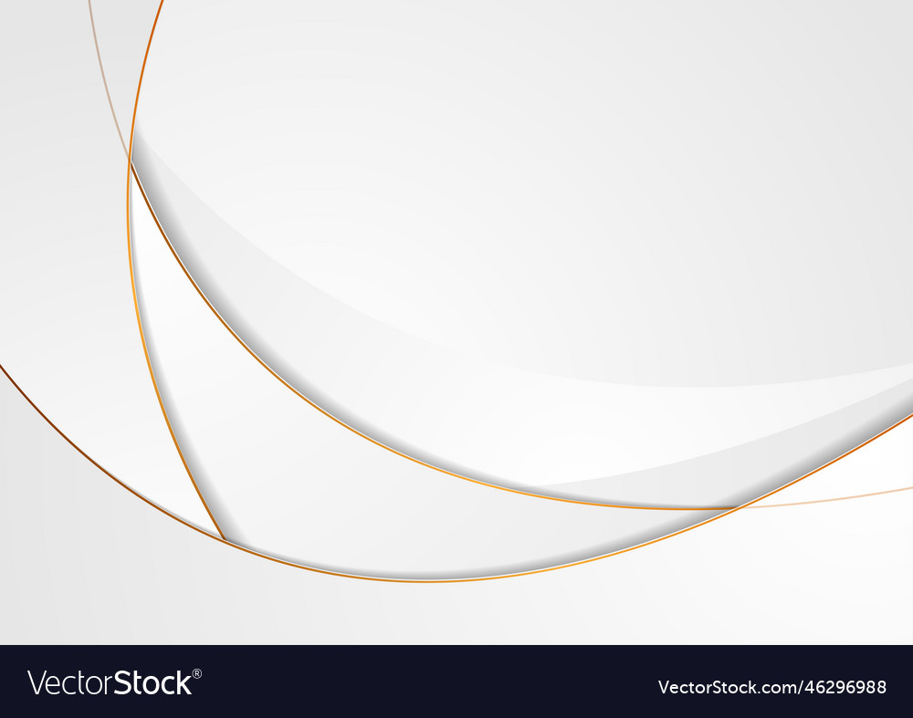 Grey abstract wavy background with bronze outlines