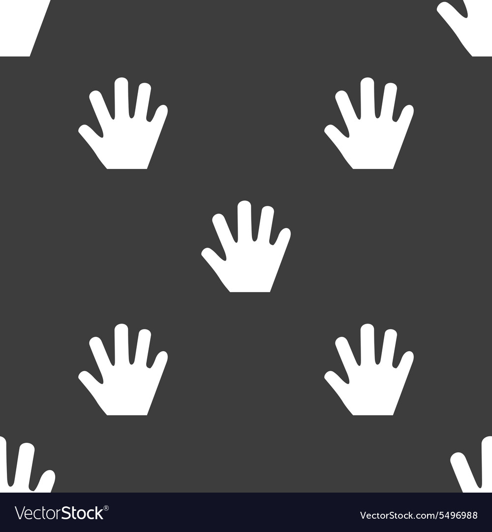 Hand icon sign seamless pattern on a gray