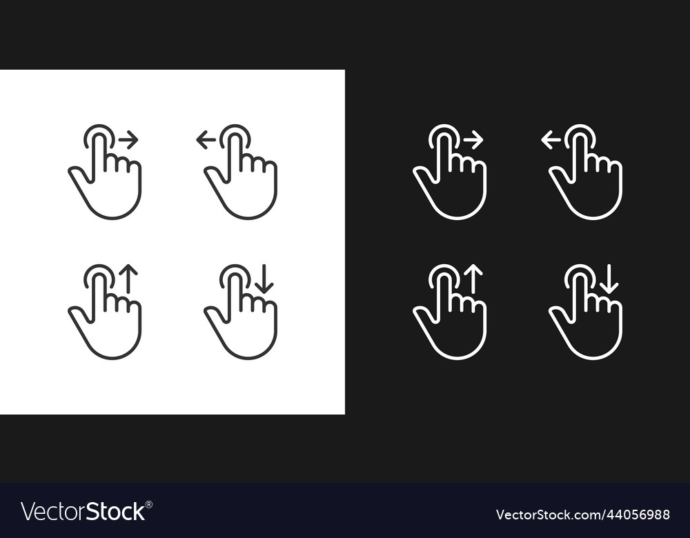 Hold and move pixel perfect linear icons set vector image Hold and move pixel perfect linear icons set