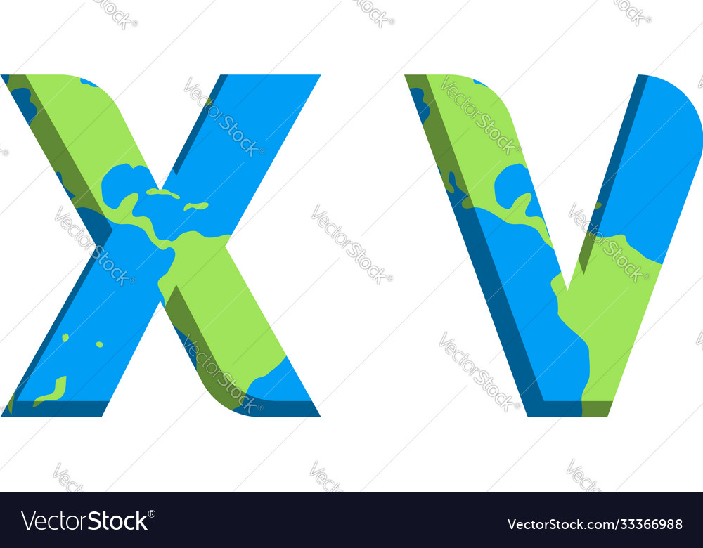 Initial xv logo design with world map style