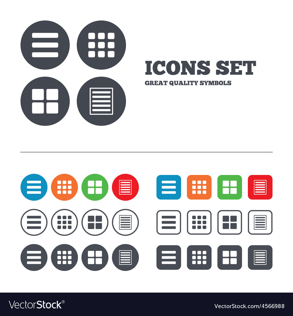 List menu icons content view options