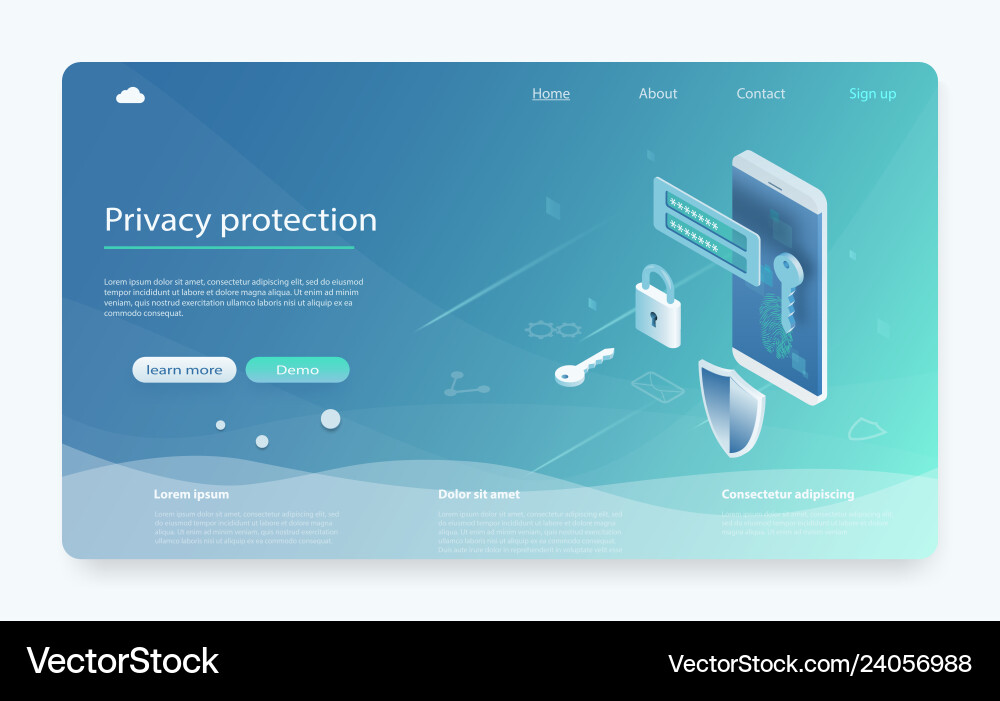 Mobile data security isometric Royalty Free Vector Image