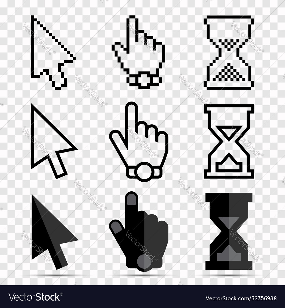 Mouse cursor icon set - pixel and smooth arrows vector image Mouse cursor icon set - pixel and smooth arrows