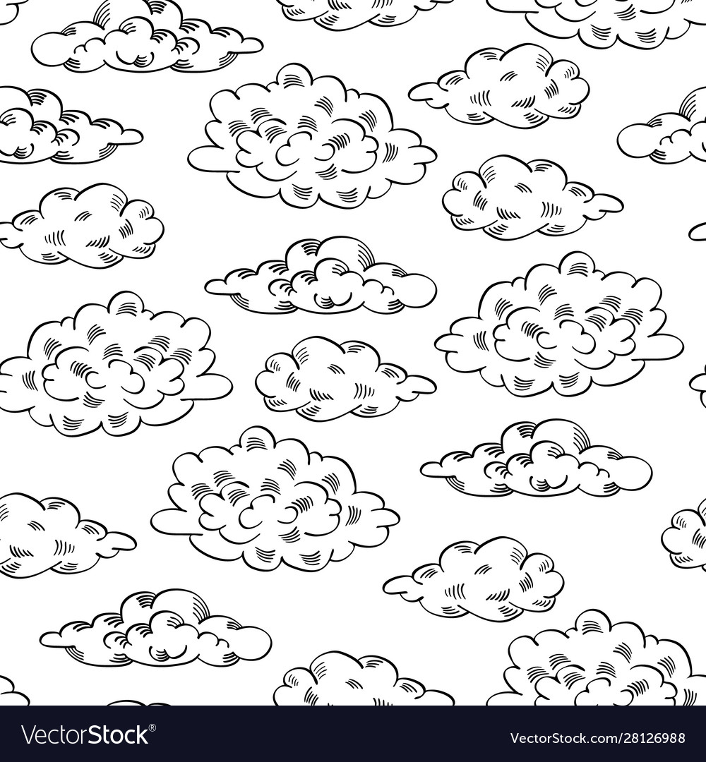 Seamless pattern with sketch clouds vector image Seamless pattern with sketch clouds