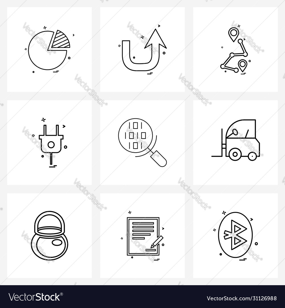 Set 9 simple line icons code switch up plug