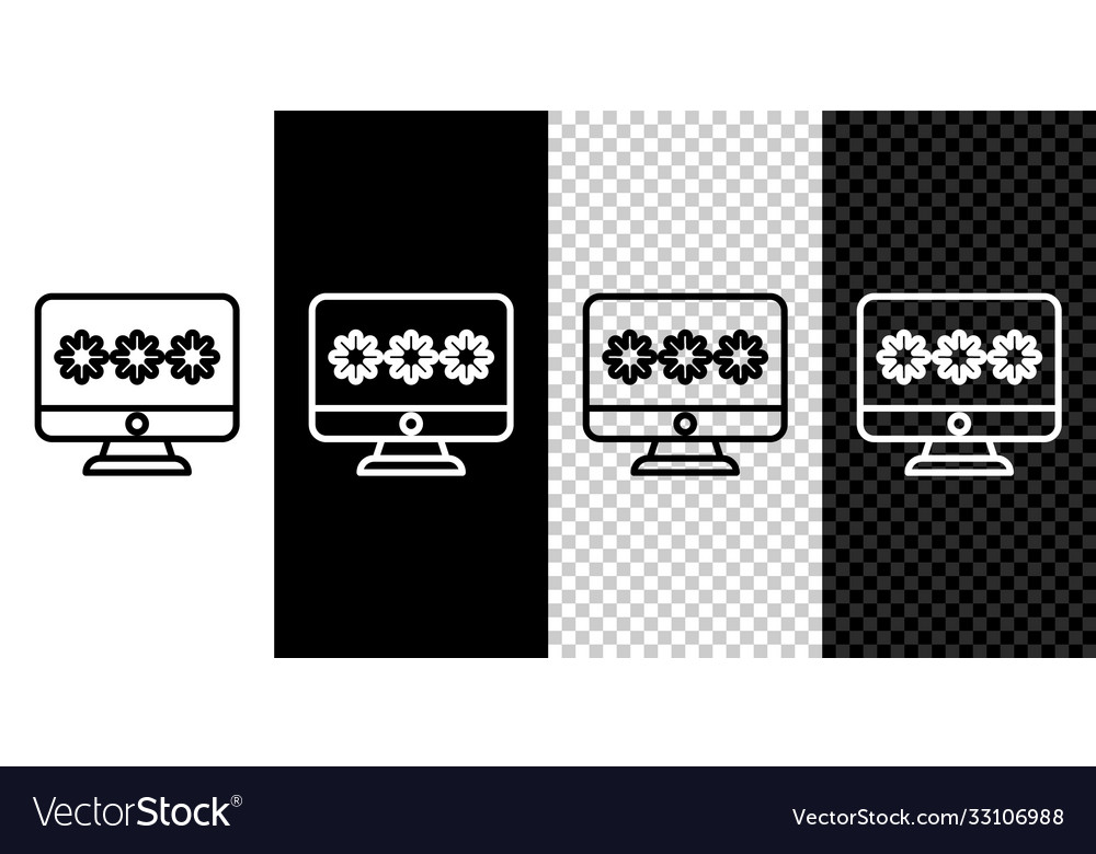 Set line monitor with password notification icon vector image Set line monitor with password notification icon