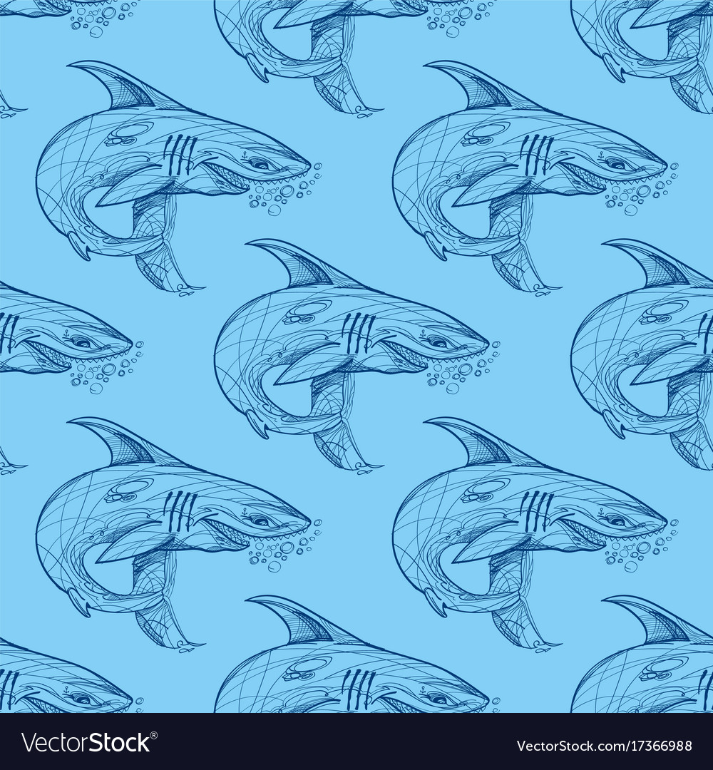Shark pattern on blue background