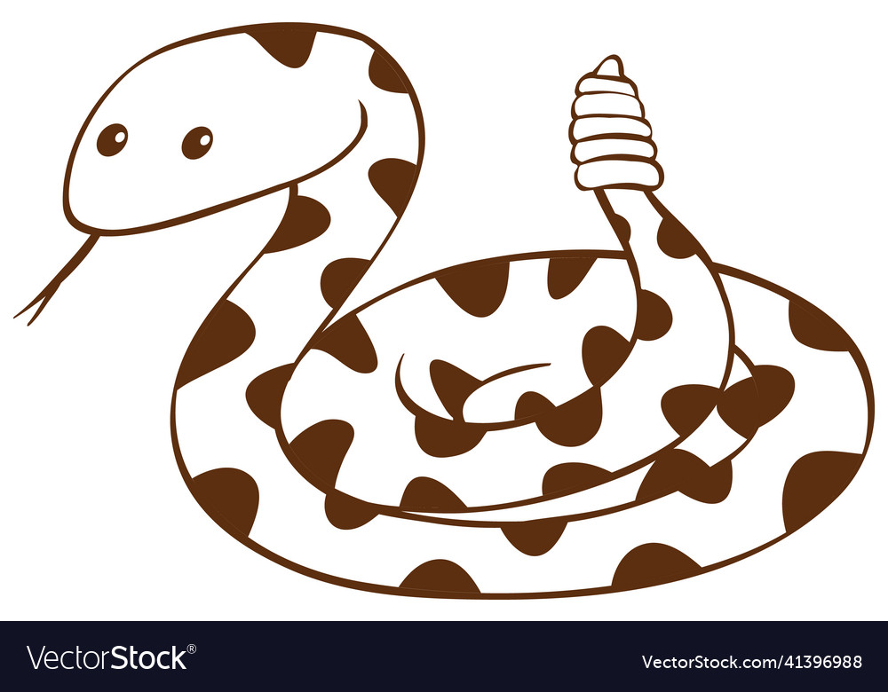 Snake In Doodle Simple Style On White Background Vector Image