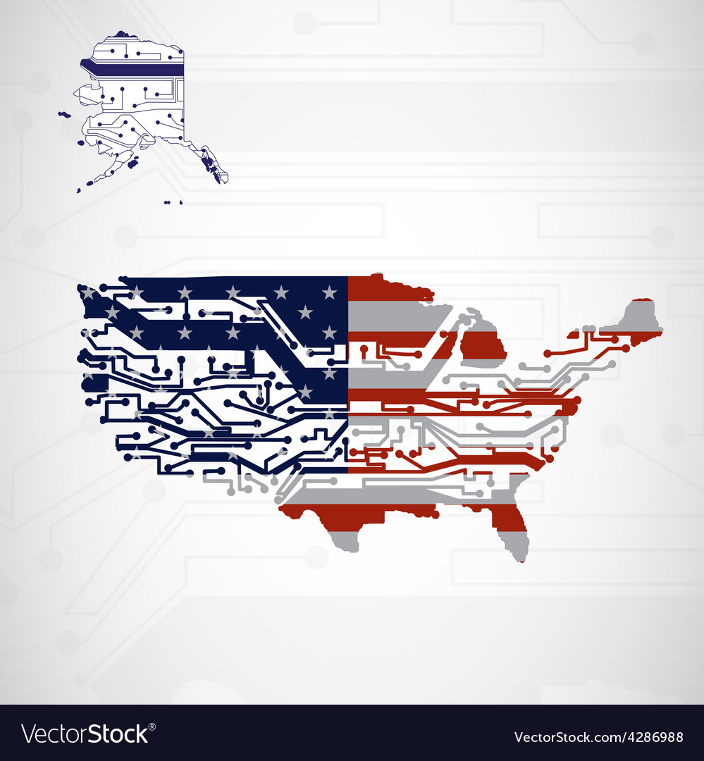 Usa map circuit board background