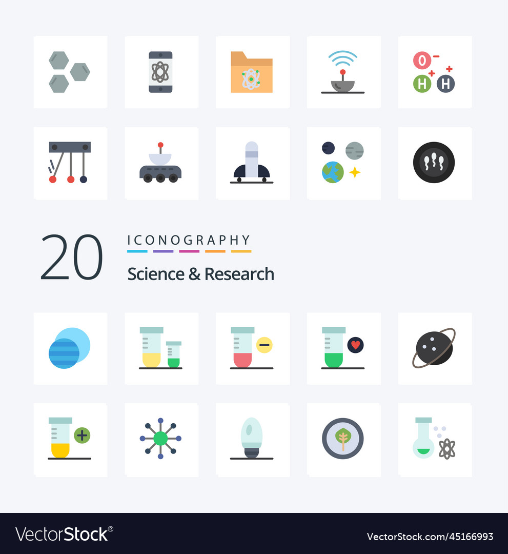 20 science flat color icon pack like add saturn