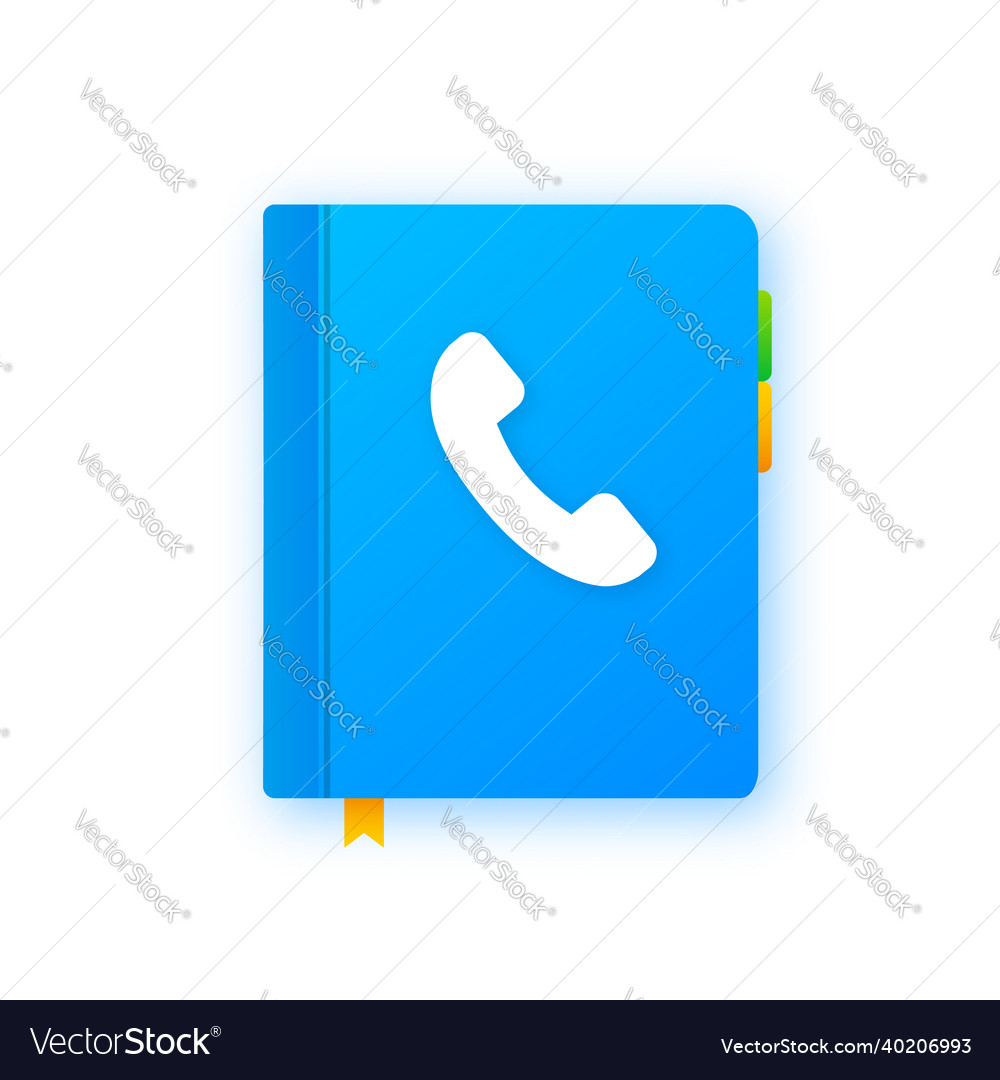 Blue phone book on white background icon