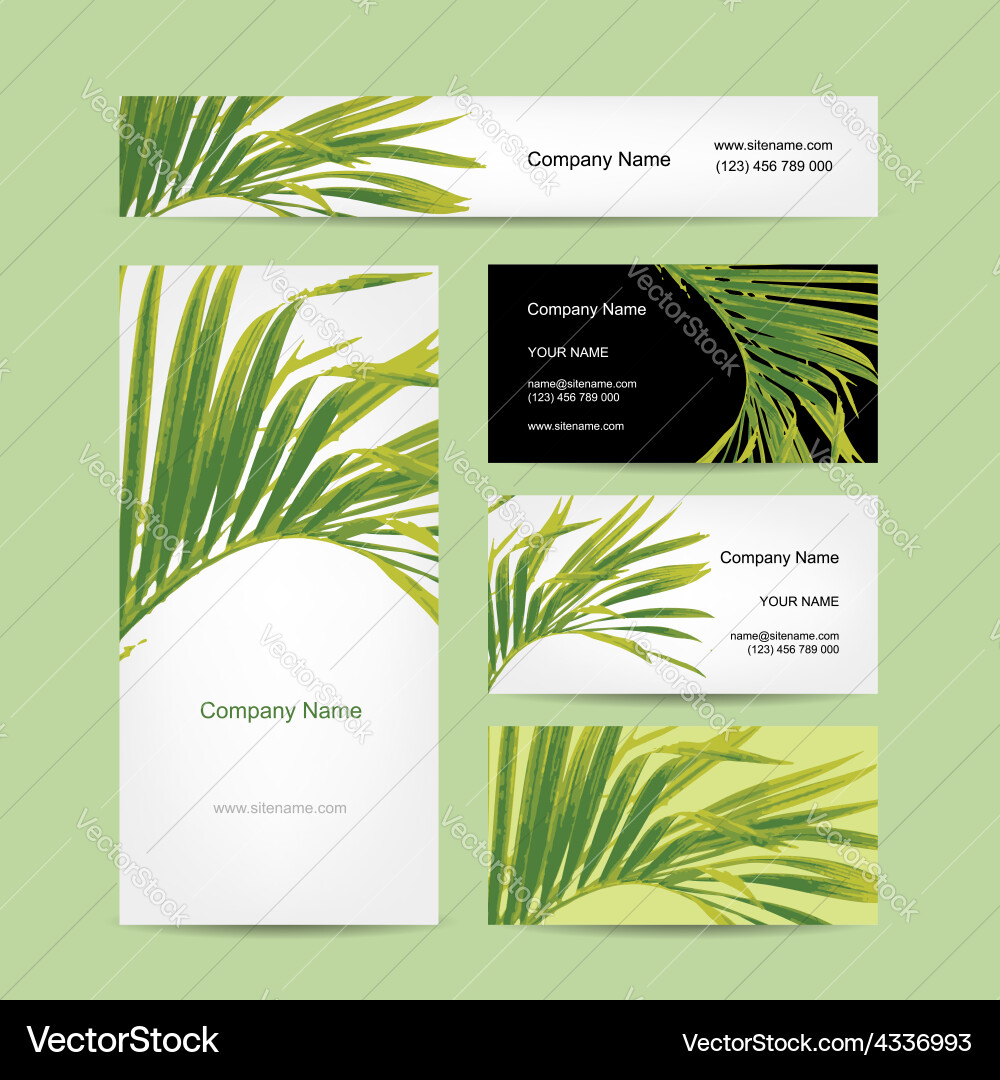 Business cards design tropical leaf Royalty Free Vector