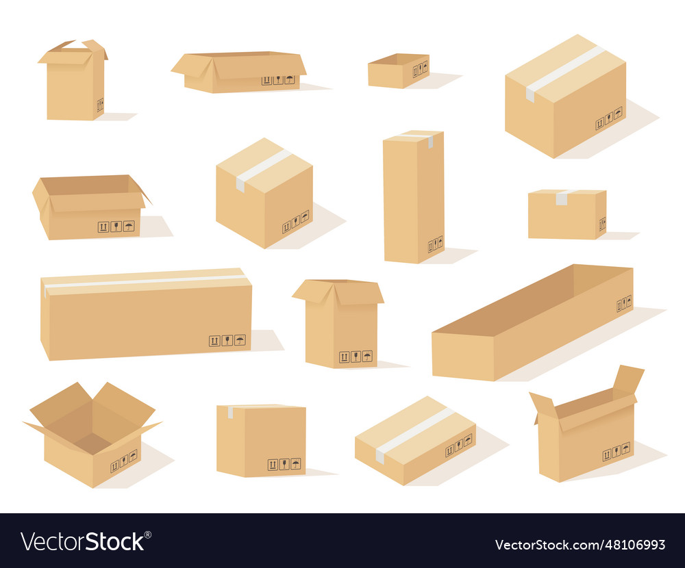 Cardboard box boxes open and closed different