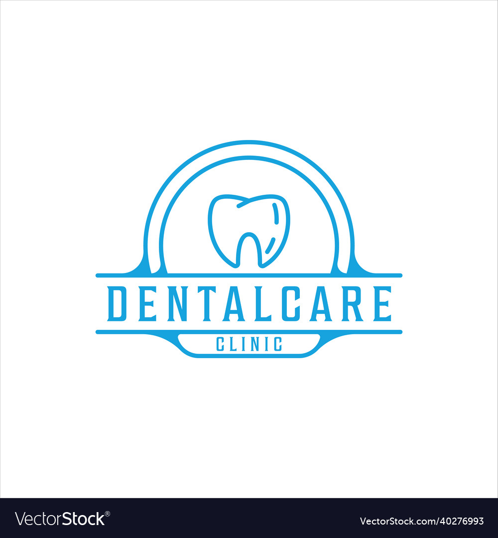 Dental clinic tooth logo line art vintage Vector Image