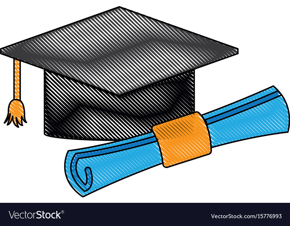 Graduation hat and diploma success school icon