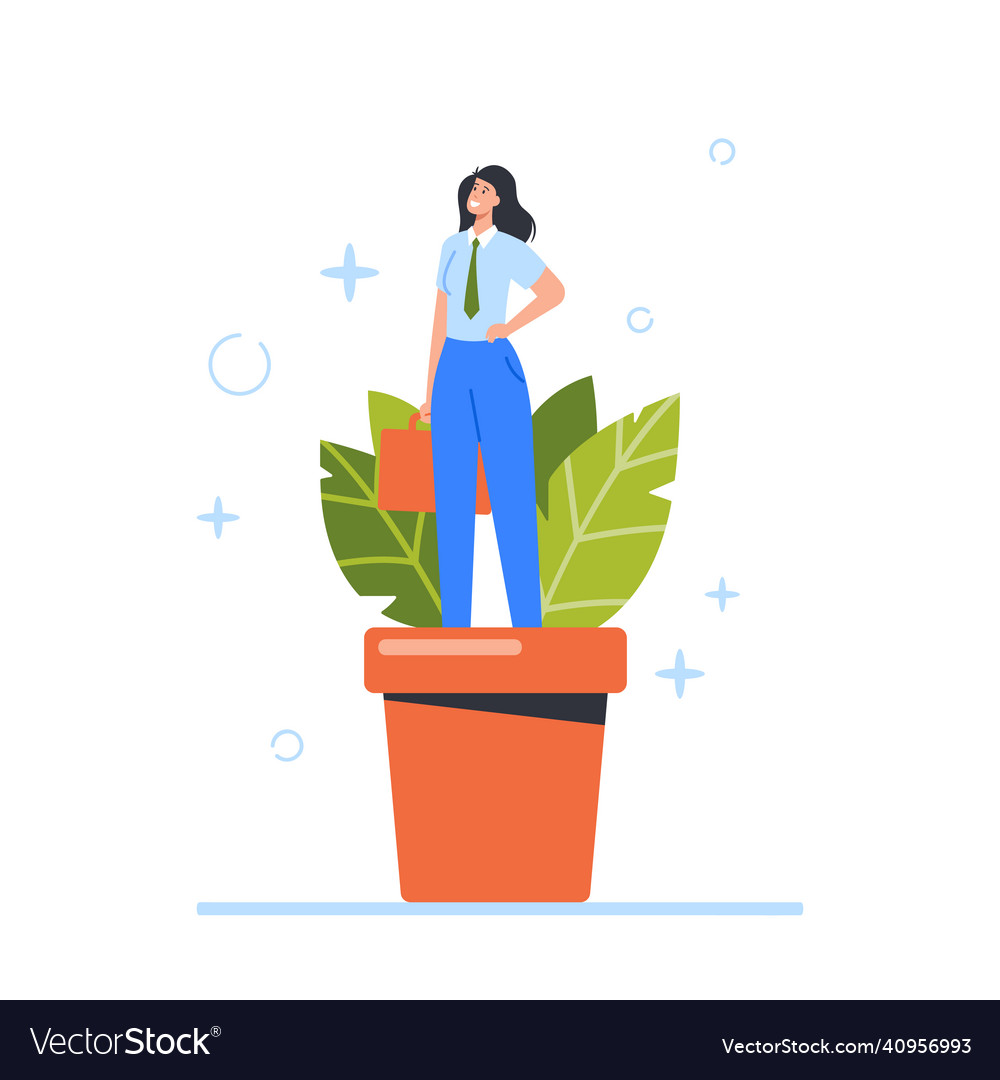 Growing Talent Concept Female Character Business Vector Image