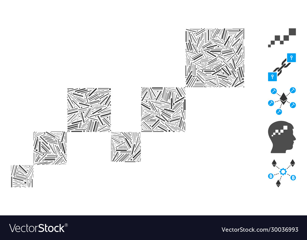 Line mosaic square blockchain vector image Line mosaic square blockchain