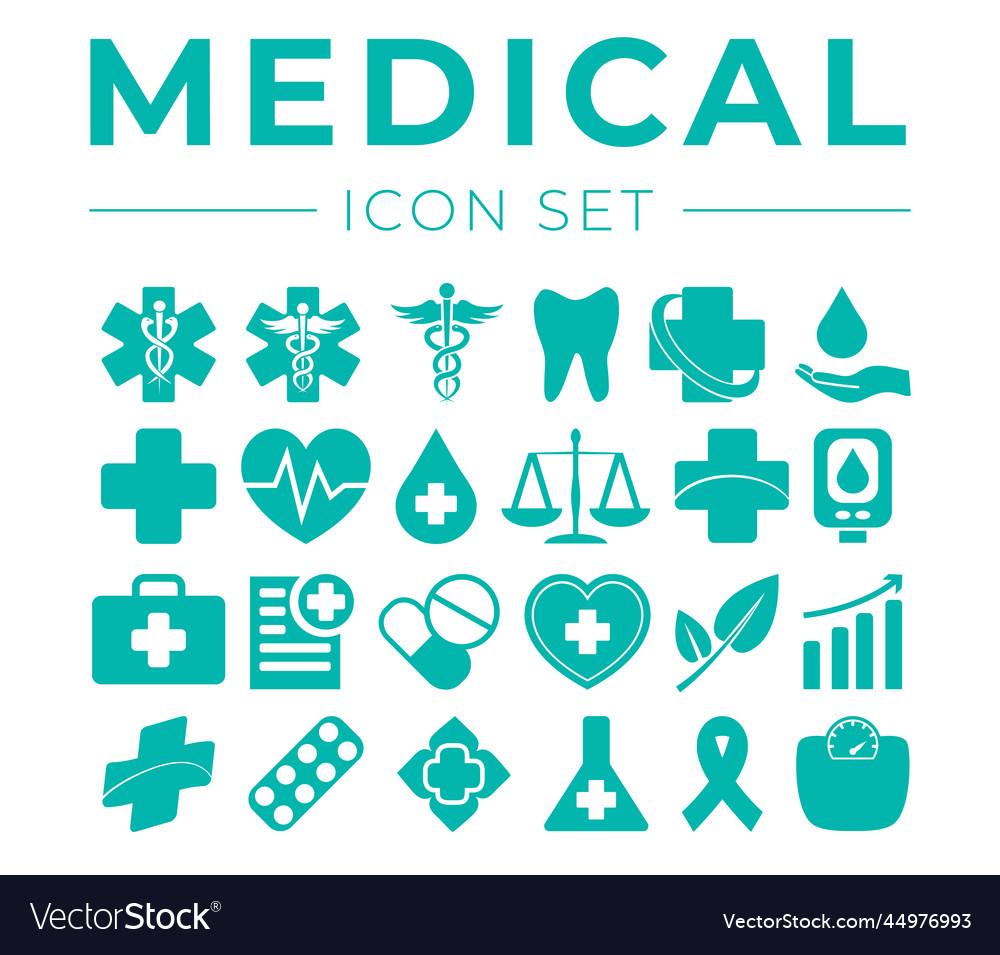 Medical and health icon set with medicine icons Vector Image