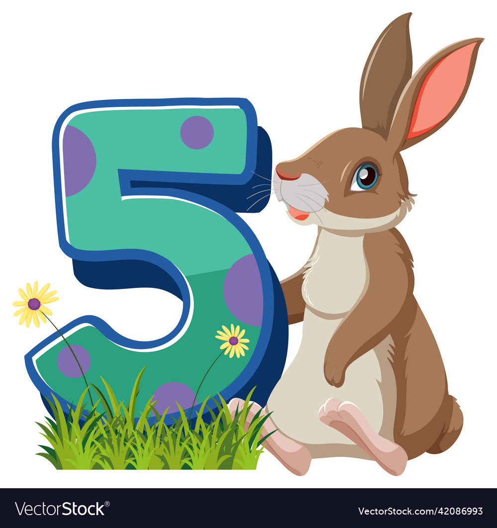 Rabbit holding the number character isolated