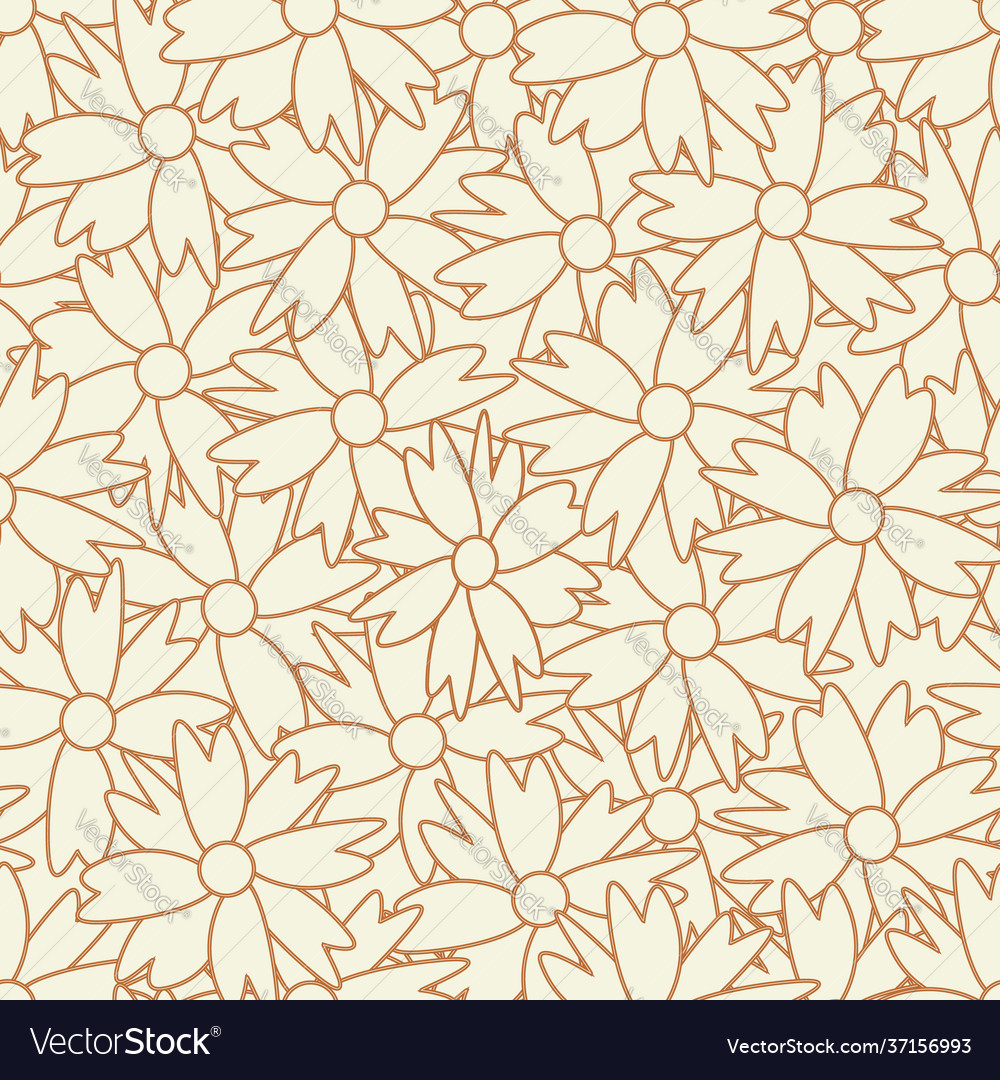 Retro multi flowers seamless repeat pattern