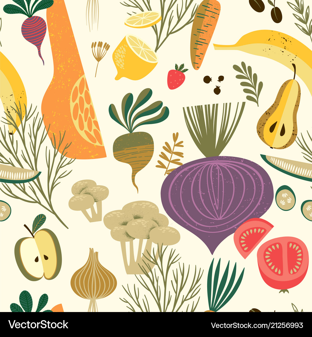 Seamless pattern with vegetables and fruit Vector Image