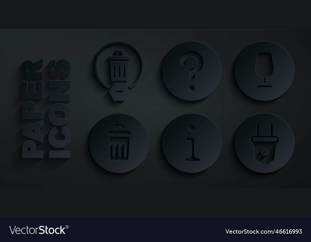 Set information fragile broken glass trash can vector image Set information fragile broken glass trash can