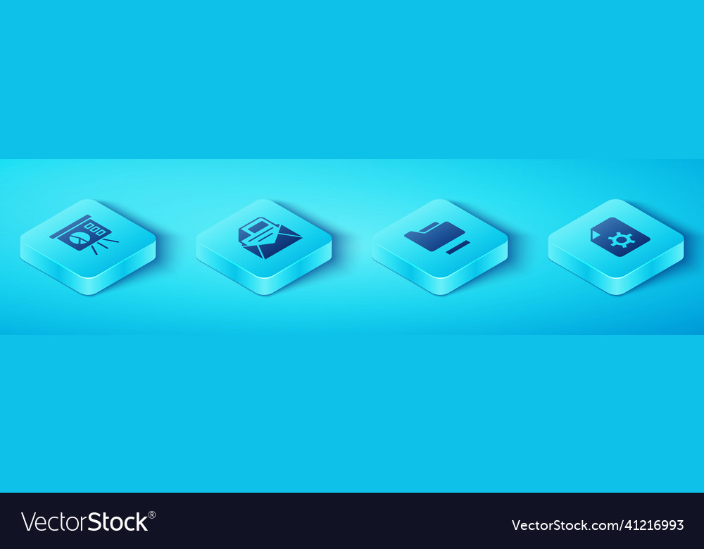 Set isometric board with graph mail and e-mail vector image Set isometric board with graph mail and e-mail