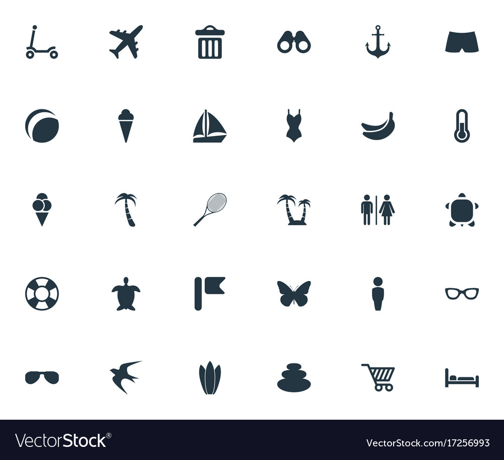 Set of simple seaside icons